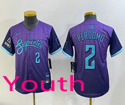 Youth Nike Arizona Diamondbacks #2 Geraldo Perdomo Purple 2025 Joint MLB Jersey