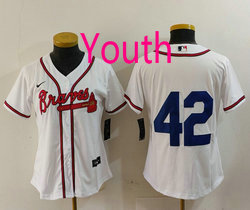 Youth Nike Atlanta Braves #42 White Game Authentic Stitched MLB Jersey