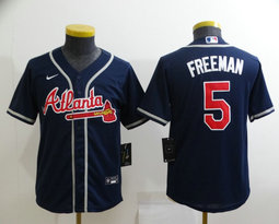 Youth Nike Atlanta Braves #5 Freddie Freeman Blue Authentic Stitched MLB Jersey