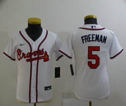 Youth Nike Atlanta Braves #5 Freddie Freeman White Authentic Stitched MLB Jersey