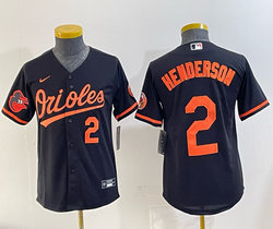 Youth Nike Baltimore Orioles #2 Gunnar Henderson Black Authentic Stitched MLB jersey