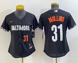Youth Nike Baltimore Orioles #31 Cedric Mullins Black 2023 City Red 31 on front Authentic Stitched MLB Jersey