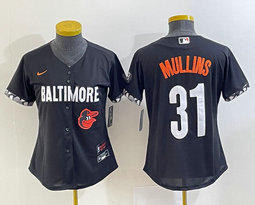Youth Nike Baltimore Orioles #31 Cedric Mullins Black 2023 City Team Logo on front Authentic Stitched MLB Jersey