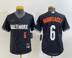 Youth Nike Baltimore Orioles #6 Ryan Mountcastle Black 2023 City Red 6 on front Authentic Stitched MLB Jersey