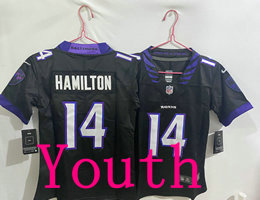 Youth Nike Baltimore Ravens #14 Kyle Hamilton Black 2026 Authentic Stitched NFL Jersey