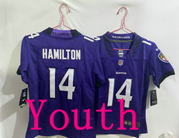 Youth Nike Baltimore Ravens #14 Kyle Hamilton Purple 2026 Authentic Stitched NFL Jersey