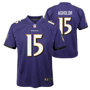 Youth Nike Baltimore Ravens #15 Nelson Agholor Purple Vapor Untouchable Authentic Stitched NFL Jersey