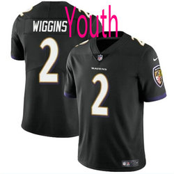 Youth Nike Baltimore Ravens #2 Nate Wiggins Black 2024 Draft Vapor Untouchable Football Jersey
