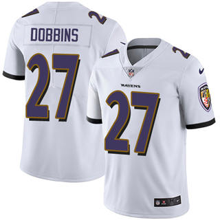 Youth Nike Baltimore Ravens #27 J.K. Dobbins White Vapor Untouchable Authentic Stitched NFL Jersey