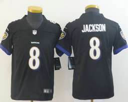 Youth Nike Baltimore Ravens #8 Lamar Jackson Black Vapor Untouchable Limited Authentic Stitched NFL Jersey