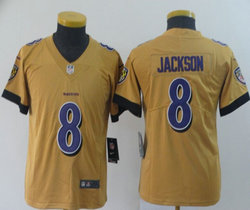 Youth Nike Baltimore Ravens #8 Lamar Jackson Gold Inverted Legend Vapor Untouchable Authentic Stitched NFL jersey
