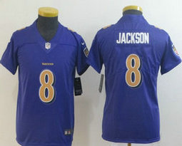 Youth Nike Baltimore Ravens #8 Lamar Jackson Purple Rush Authentic Stitched NFL Jersey