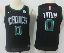 Youth Nike Boston Celtics #0 Jayson Tatum Black With Advertising patch Authentic Stitched NBA Jersey