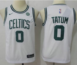 Youth Nike Boston Celtics #0 Jayson Tatum White With Advertising Authentic Stitched NBA Jersey