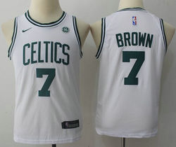 Youth Nike Boston Celtics #7 Jaylen Brown White With Advertising patch Authentic Stitched NBA Jersey