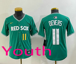 Youth Nike Boston Red Sox #11 Rafael Devers (no name) #11 front Green Joint Jersey