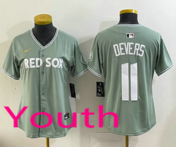 Youth Nike Boston Red Sox #11 Rafael Devers Green 2025 City MLB Jersey