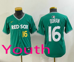 Youth Nike Boston Red Sox #16 Jarren Duran (no name) #16 front Green Joint Jersey