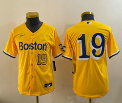 Youth Nike Boston Red Sox #19 Roman Anthony no name Gold City Gold #19 front Jersey