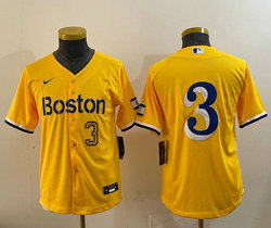 Youth Nike Boston Red Sox #3 no name Gold City Gold 3 front MLB jersey