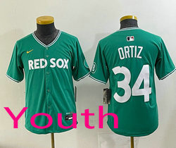 Youth Nike Boston Red Sox #34 David Ortiz (no name) Green Joint Jersey