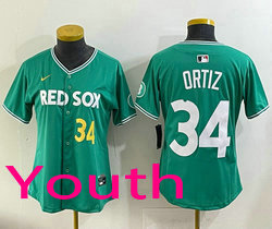 Youth Nike Boston Red Sox #34 David Ortiz Green #34 front City Jersey