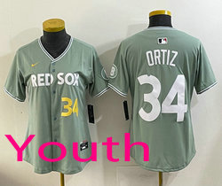 Youth Nike Boston Red Sox #34 David Ortiz Green 34 front 2025 City MLB Jersey