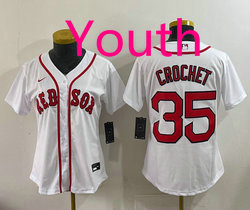 Youth Nike Boston Red Sox #35 Garrett Crochet White Authentic Stitched MLB Jersey