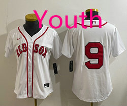 Youth Nike Boston Red Sox #9 no name White Authentic Stitched MLB Jersey