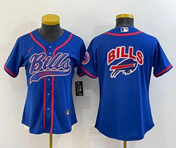 Youth Nike Buffalo Bills Blank Blue Joint Big Logo Authentic Stitched baseball jersey
