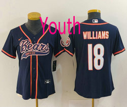 Youth Nike Chicago Bears #18 Caleb Williams Blue Joint Authentic Stitched baseball jersey