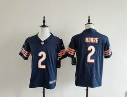 Youth Nike Chicago Bears #2 D.J. Moore Navy Authentic Stitched NFL Jersey