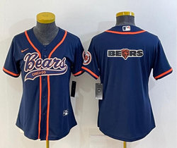 Youth Nike Chicago Bears Blank Blue Joint Big Logo Authentic Stitched baseball jersey