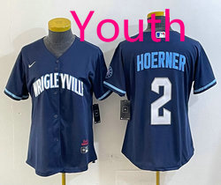 Youth Nike Chicago Cubs #2 Nico Hoerner Blue City Authentic Stitched MLB jersey