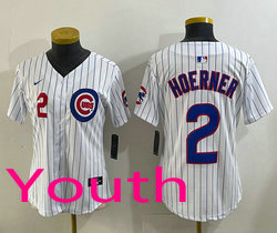 Youth Nike Chicago Cubs #2 Nico Hoerner White Stitched Baseball Jersey