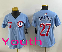 Youth Nike Chicago Cubs #27 Seiya Suzuki Light Blue 2nd MLB Jersey