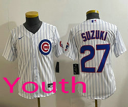 Youth Nike Chicago Cubs #27 Seiya Suzuki White Authentic Stitched MLB Jersey