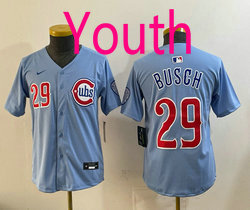 Youth Nike Chicago Cubs #29 Michael Busch Blue 2024-25 2nd Alternate Stitched Baseball Jersey