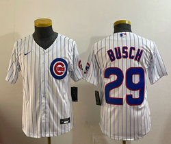 Youth Nike Chicago Cubs #29 Michael Busch White Authentic Stitched MLB Jersey