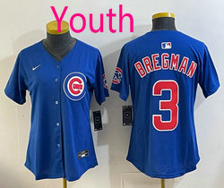 Youth Nike Chicago Cubs #3 Alex Bregman Blue Authentic stitched MLB jersey