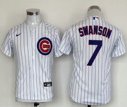 Youth Nike Chicago Cubs #7 Dansby Swanson White Game Authentic Stitched MLB Jersey