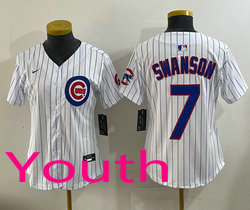 Youth Nike Chicago Cubs #7 Dansby Swanson White MLB Jersey