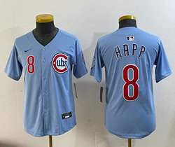 Youth Nike Chicago Cubs #8 Ian Happ 2024-25 Blue 2nd Stitched Baseball Jersey