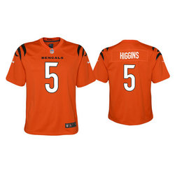 Youth Nike Cincinnati Bengals #5 Tee Higgins Orange Vapor Untouchable Stitched Football Jersey