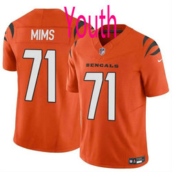 Youth Nike Cincinnati Bengals #71 Amarius Mims Orange 2024 Draft F.U.S.E Football Jersey