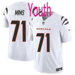 Youth Nike Cincinnati Bengals #71 Amarius Mims White Black 2024 Draft F.U.S.E Football Jersey