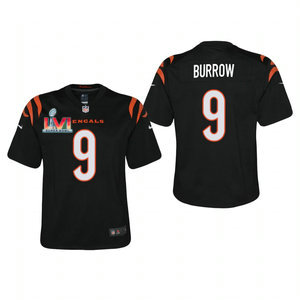 Youth Nike Cincinnati Bengals #9 Joe Burrow Black 2022 Super Bowl LVI Patch Vapor Untouchable Authentic Stitched NFL Jersey