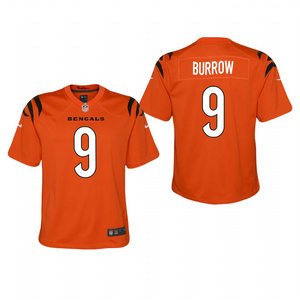 Youth Nike Cincinnati Bengals #9 Joe Burrow Orange 2021 Vapor Untouchable Jersey