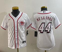 Youth Nike Cincinnati Reds #44 Elly De La Cruz White 2025 Speedway Classic MLB Jersey