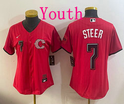 Youth Nike Cincinnati Reds #7 Spencer Steer Red 2026 City MLB Jersey